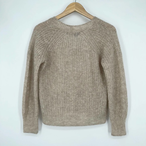 360 Sweater Alpaca Wool Blend Sparkle V Neck Sweater, Tan/ Gold - Picture 5 of 9